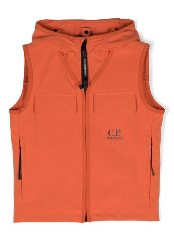 C.P. Company Kids Goggle-hood logo-print vest - Arancione