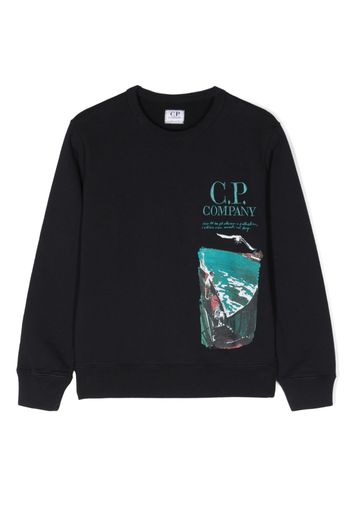 C.P. Company Kids graphic-print cotton sweatshirt - Blu