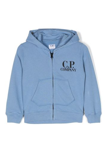 C.P. Company Kids Goggles-detail zipped cotton hoodie - Blu