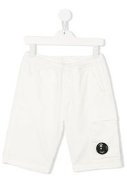 C.P. Company Kids logo-patch track shorts - Bianco