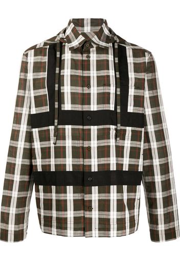 hooded checked print shirt