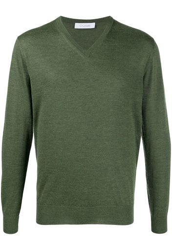 long-sleeve V-neck jumper