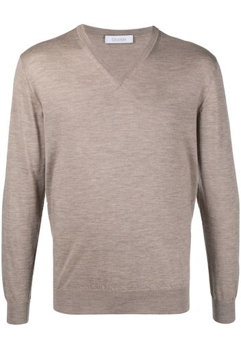 long-sleeve V-neck jumper