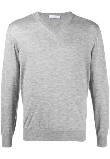 long-sleeve V-neck jumper