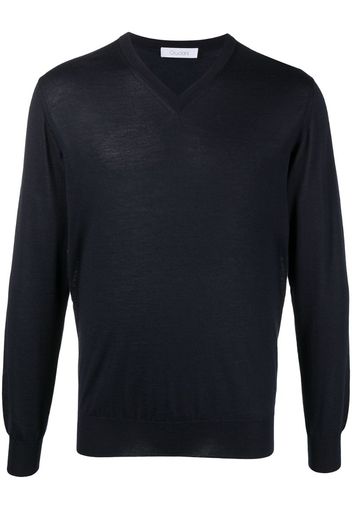 long-sleeve V-neck jumper