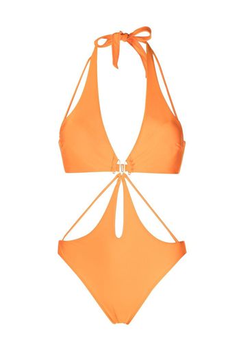 Cult Gaia cut-out detail halterneck swimsuit - Arancione