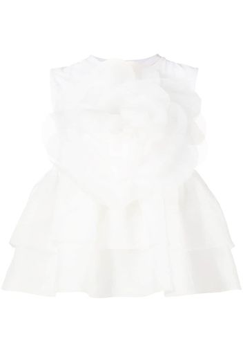 Cynthia Rowley organza flower peplum top - Bianco