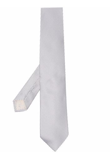 D4.0 textured silk tie - Bianco