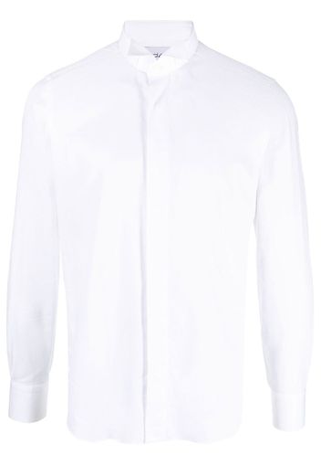 D4.0 bow-collar long-sleeve shirt - Bianco