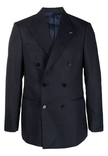 D4.0 striped double-breasted wool blazer - Blu