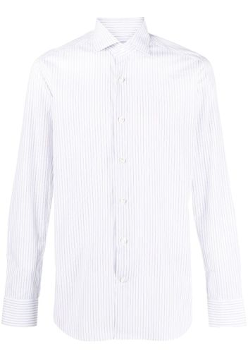 D4.0 striped long-sleeve cotton shirt - Bianco