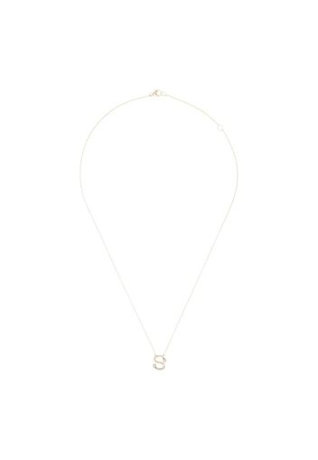 ”Collana con lettera S in oro 14kt, diamanti e perle ”