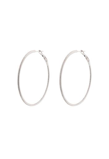 14K white gold large hoop diamond earrings