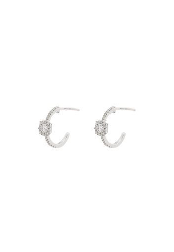 14K white gold open hoop diamond earrings