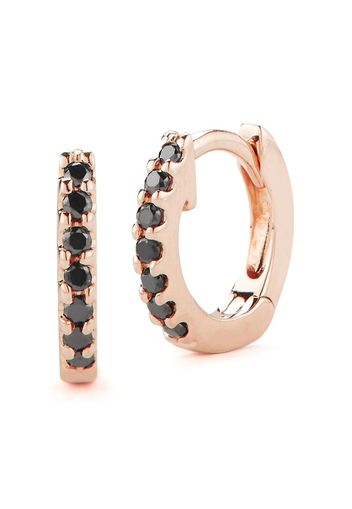 Dana Rebecca Designs 14kt rose gold mini black diamond huggie hoops - Rosa