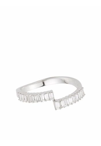 Dana Rebecca Designs Anello Sadie Pearl Split in oro bianco 14kt con diamanti taglio baguette - Argento