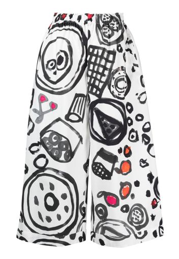 Daniela Gregis doodles-print wide-leg trousers - Bianco