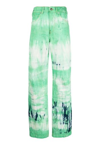 DARKPARK Jeans a gamba ampia con fantasia tie-dye - Verde