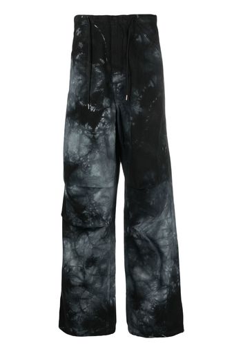 DARKPARK Pantaloni Daisy a gamba ampia con motivo tie-dye - Nero