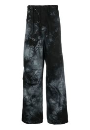 DARKPARK Pantaloni Daisy a gamba ampia con motivo tie-dye - Nero