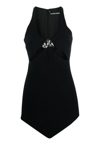 David Koma flower appliqué mini dress - Nero