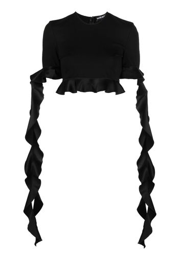 David Koma ruffle-trim cropped top - Nero