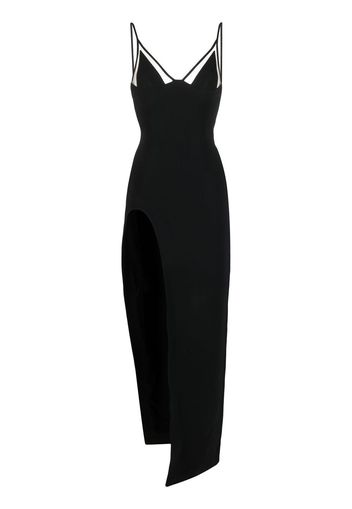 David Koma slit-detail column gown - Nero