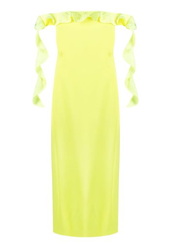 David Koma ruffle-detail off-shoulder dress - Giallo