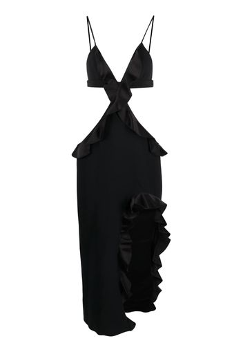 David Koma asymmetric ruffle-trim dress - Nero