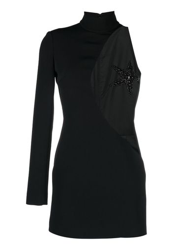 David Koma asymmetric mesh-panel mini dress - Nero