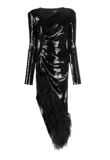 David Koma sequin-embellished V-neck midi dress - Nero