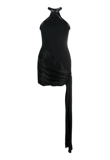 David Koma sleeveless halterneck draped minidress - Nero