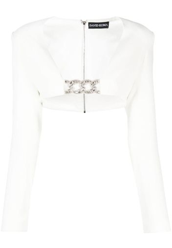 David Koma crystal-embellished cropped jacket - Bianco