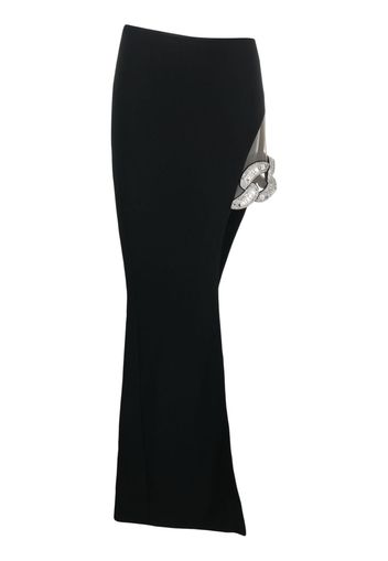 David Koma asymmetric crystal-embellished maxi skirt - Nero