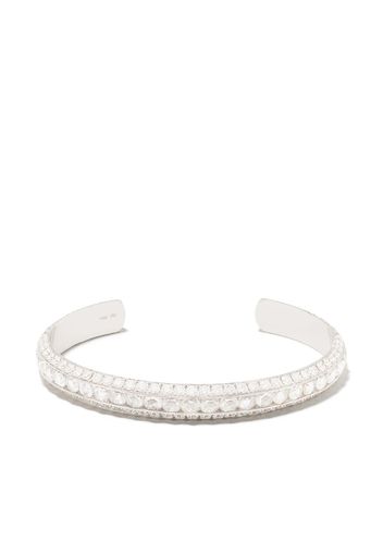 Bracciale rigido in oro bianco 18kt con diamanti e perle