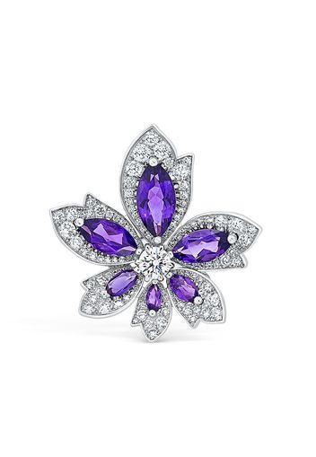 David Morris 18kt white gold Palm amethyst and diamond ring - Argento
