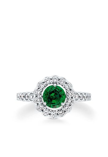 David Morris 18kt white gold Elizabeth emerald and diamond ring - Argento