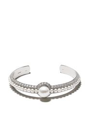 David Morris Bracciale rigido in oro bianco 18kt con diamanti e perle - WHITE GOLD