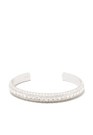 Bracciale rigido in oro bianco 18kt con diamanti e perle