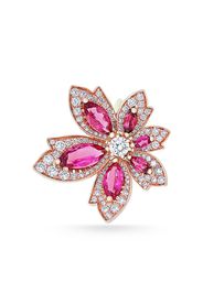 David Morris 18kt rose gold Palm flower rubellite and white diamond ring - RED