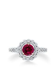 David Morris 18kt white gold Elizabeth ruby and diamond ring - Argento