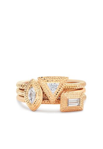 De Beers Jewellers Anello a fasce Talisman in oro rosa 18kt con diamanti