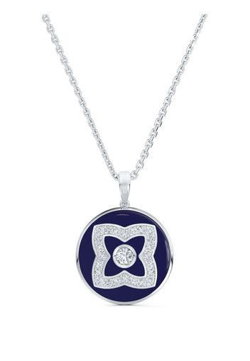 De Beers Jewellers 18kt white gold Enchanted Lotus diamond and enamel necklace - Blu