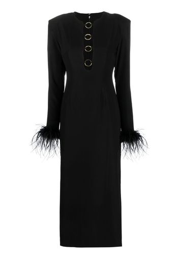 De La Vali feather-trim midi dress - Nero