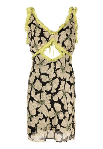 De La Vali Olive floral-print minidress - Verde