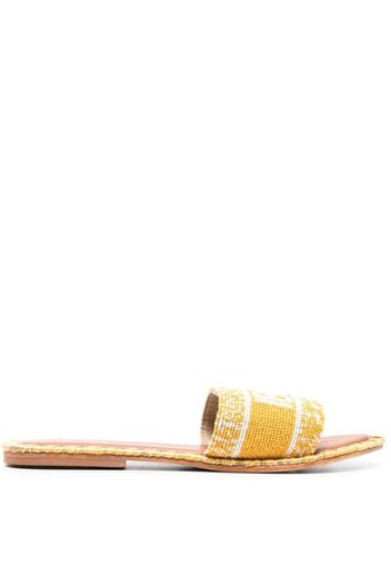 DE SIENA SHOES Ibiza bead-detail slides - Giallo