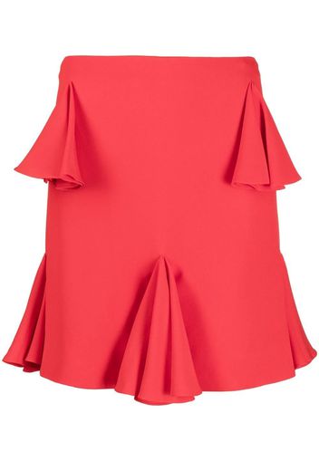 DEL CORE high-waisted ruffled mini skirt - Rosso