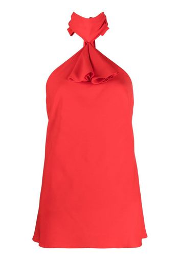 DEL CORE ruffled halterneck silk top - Rosso