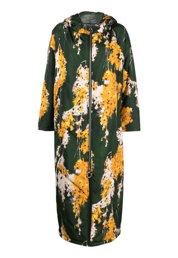 DEL CORE floral-print hooded coat - Verde