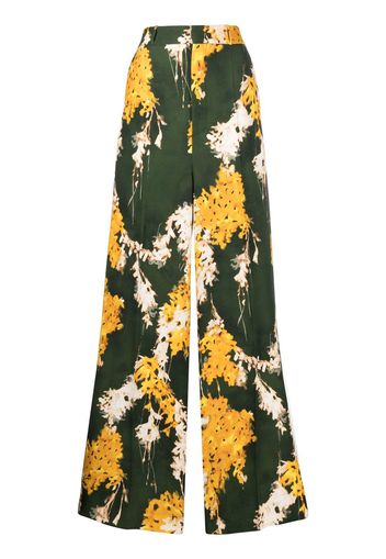 DEL CORE wide-leg floral-print trousers - Verde